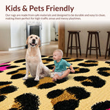 Ultra Soft Area Rug, Non Slip, Stain Resistant, Washable Area Rugs for Living Room, Bedroom, Bold Pink Leopard Print Bedroom Accent Rug(Beige)