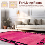 Ultra Soft Area Rug, Non Slip, Stain Resistant, Washable Area Rugs for Living Room, Bedroom, Lively Pink Animal Kingdom Vibe(Pink)