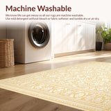 Ultra Soft Area Rug, Non Slip, Stain Resistant, Washable Area Rugs for Living Room, Bedroom, Classic Beige Bath With Timeless Arabesque For Shower(Beige)