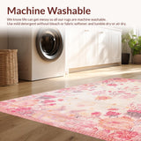 Ultra Soft Area Rug, Non Slip, Stain Resistant, Washable Area Rugs for Living Room, Bedroom, Pastel Toned Whimsical Print(Pink)