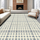 Ultra Soft Area Rug, Non Slip, Stain Resistant, Washable Area Rugs for Living Room, Bedroom, Harmony Weave Area Two Tone Geometric Beige & Navy(Beige)