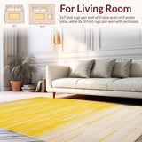Ultra Soft Area Rug, Non Slip, Stain Resistant, Washable Area Rugs for Living Room, Bedroom, Charming Sunrise Textured Weave(Yellow)