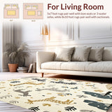 Ultra Soft Area Rug, Non Slip, Stain Resistant, Washable Area Rugs for Living Room, Bedroom, Charming Animal Themed Area Suitable for Boys Play Spaces(Beige)