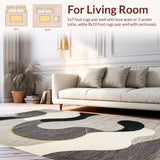 Ultra Soft Area Rug, Non Slip, Stain Resistant, Washable Area Rugs for Living Room, Bedroom, Serene Fluid Abstract Expressions(Gray)
