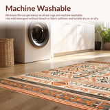 Ultra Soft Area Rug, Non Slip, Stain Resistant, Washable Area Rugs for Living Room, Bedroom, Chic Vintage Diamond Layout(Brown)