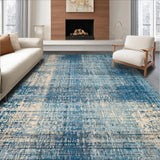 Ultra Soft Area Rug, Non Slip, Stain Resistant, Washable Area Rugs for Living Room, Bedroom, Elegant Ombre Throw Rug with Distressed Artistic Blue and Beige Design(Blue)