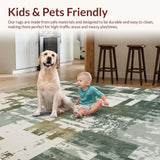 Ultra Soft Area Rug, Non Slip, Stain Resistant, Washable Area Rugs for Living Room, Bedroom, Contemporary Green Abstract Living Room Rug(Gray)