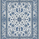 Ultra Soft Area Rug, Non Slip, Stain Resistant, Washable Area Rugs for Living Room, Bedroom, Artistic Light Grey Scroll Elements(Blue)