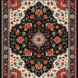 Ultra Soft Area Rug, Non Slip, Stain Resistant, Washable Area Rugs for Living Room, Bedroom, Artful Colorful Floral Arrangement(Black)