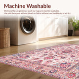 Ultra Soft Area Rug, Non Slip, Stain Resistant, Washable Area Rugs for Living Room, Bedroom, Pastel Pink Antique Artistry(Pink)