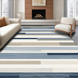 Ultra Soft Area Rug, Non Slip, Stain Resistant, Washable Area Rugs for Living Room, Bedroom, Nordic Striped Serenity Area with Subdued Bluish Gray Beige Palette(Blue)