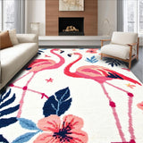 Ultra Soft Area Rug, Non Slip, Stain Resistant, Washable Area Rugs for Living Room, Bedroom, Vibrant Whimsical Bird Design(White)