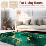 Ultra Soft Area Rug, Non Slip, Stain Resistant, Washable Area Rugs for Living Room, Bedroom, Art Deco Inspired Color Harmony(Green)