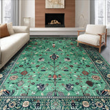 Ultra Soft Area Rug, Non Slip, Stain Resistant, Washable Area Rugs for Living Room, Bedroom, Elegant Botanical Tiled Arrangement(Green)
