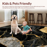 Ultra Soft Area Rug, Non Slip, Stain Resistant, Washable Area Rugs for Living Room, Bedroom, Refined Black Abstract Style(Black)