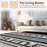 Ultra Soft Area Rug, Non Slip, Stain Resistant, Washable Area Rugs for Living Room, Bedroom, Vibrant Abstract Patterned Appeal(Black)