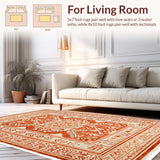 Ultra Soft Area Rug, Non Slip, Stain Resistant, Washable Area Rugs for Living Room, Bedroom, Hand-Woven Artisanal Bedroom Meditation Space Carpet(Orange)