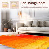 Ultra Soft Area Rug, Non Slip, Stain Resistant, Washable Area Rugs for Living Room, Bedroom, Sleek Modern Multicolor Design Element(Orange)