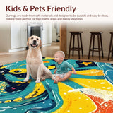 Ultra Soft Area Rug, Non Slip, Stain Resistant, Washable Area Rugs for Living Room, Bedroom, Giant Squid Graphic Rug - Sea Animal Decor Modern Carpet(Blue)