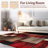 Ultra Soft Area Rug, Non Slip, Stain Resistant, Washable Area Rugs for Living Room, Bedroom, Harvest-Inspired Abstract Warm Tones(Red)