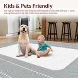 Ultra Soft Area Rug, Non Slip, Stain Resistant, Washable Area Rugs for Living Room, Bedroom, Rustic Earthy Curved Designs(Gray)