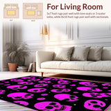 Ultra Soft Area Rug, Non Slip, Stain Resistant, Washable Area Rugs for Living Room, Bedroom, Artistic Skull Gesture Representation(Pink)