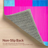 Ultra Soft Area Rug, Non Slip, Stain Resistant, Washable Area Rugs for Living Room, Bedroom, Joyful Multicolored Nature-Inspired Design(Pink)