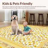 Ultra Soft Area Rug, Non Slip, Stain Resistant, Washable Area Rugs for Living Room, Bedroom, Intricate Floral Mosaic Design(Yellow)