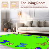 Ultra Soft Area Rug, Non Slip, Stain Resistant, Washable Area Rugs for Living Room, Bedroom, Vibrant Nature-Inspired Playful Theme(Pink)