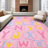 Ultra Soft Area Rug, Non Slip, Stain Resistant, Washable Area Rugs for Living Room, Bedroom, Joyful Discovery Pattern with Bold Colors(Pink)