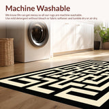 Ultra Soft Area Rug, Non Slip, Stain Resistant, Washable Area Rugs for Living Room, Bedroom, Contemporary Linear Geometric Motif(Beige)
