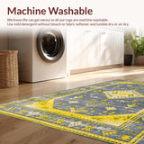 Ultra Soft Area Rug, Non Slip, Stain Resistant, Washable Area Rugs for Living Room, Bedroom, Chic Geometric Grey Yellow Fusion(Gray)