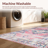 Ultra Soft Area Rug, Non Slip, Stain Resistant, Washable Area Rugs for Living Room, Bedroom, Luxurious Ogee Inspired Elements(Pink)