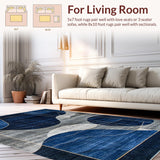 Ultra Soft Area Rug, Non Slip, Stain Resistant, Washable Area Rugs for Living Room, Bedroom, Minimalist Gray Blue Linear Composition(Blue)