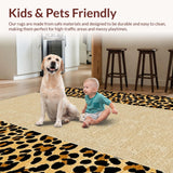 Ultra Soft Area Rug, Non Slip, Stain Resistant, Washable Area Rugs for Living Room, Bedroom, Sophisticated Neutral Leopard Theme(Beige)