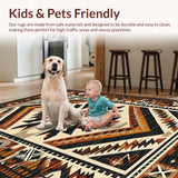 Ultra Soft Area Rug, Non Slip, Stain Resistant, Washable Area Rugs for Living Room, Bedroom, Artistic Abstract Native Inspired Design(Brown)