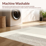 Ultra Soft Area Rug, Non Slip, Stain Resistant, Washable Area Rugs for Living Room, Bedroom, Vibrant Boho Geometric Aesthetic(Beige)