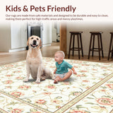 Ultra Soft Area Rug, Non Slip, Stain Resistant, Washable Area Rugs for Living Room, Bedroom, Sophisticated Area with Elegant Floral Motifs in Cream and Beige Shades(Ivory)
