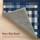 Ultra Soft Area Rug, Non Slip, Stain Resistant, Washable Area Rugs for Living Room, Bedroom, Classic Gray Square Formation(Blue)