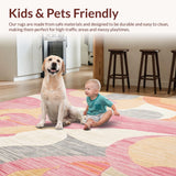 Ultra Soft Area Rug, Non Slip, Stain Resistant, Washable Area Rugs for Living Room, Bedroom, Groovy Pink Beige Shower Mat(Pink)
