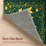Ultra Soft Area Rug, Non Slip, Stain Resistant, Washable Area Rugs for Living Room, Bedroom, Artistic Dark Green Nature Print(Green)