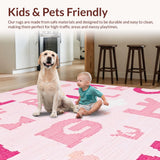 Ultra Soft Area Rug, Non Slip, Stain Resistant, Washable Area Rugs for Living Room, Bedroom, Contemporary Pink Learning Aesthetic(Pink)
