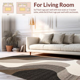 Ultra Soft Area Rug, Non Slip, Stain Resistant, Washable Area Rugs for Living Room, Bedroom, Sophisticated Neutral Abstract Aesthetic(Beige)