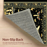 Ultra Soft Area Rug, Non Slip, Stain Resistant, Washable Area Rugs for Living Room, Bedroom, Mystical Black Gold Organic Motif(Black)