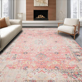 Ultra Soft Area Rug, Non Slip, Stain Resistant, Washable Area Rugs for Living Room, Bedroom, Artistic Abstract Floral Fusion(Pink)