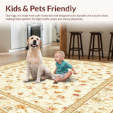 Ultra Soft Area Rug, Non Slip, Stain Resistant, Washable Area Rugs for Living Room, Bedroom, Low Pile Beige Area Floral Small(Beige)
