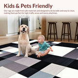 Ultra Soft Area Rug, Non Slip, Stain Resistant, Washable Area Rugs for Living Room, Bedroom, Stylish Minimalist Bedroom High Traffic Wool Carpet(Black)