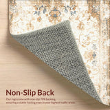 Elegant Distressed Area Featuring Beige Floral and Abstract Symmetry(Beige)