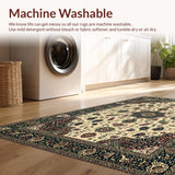 Ultra Soft Area Rug, Non Slip, Stain Resistant, Washable Area Rugs for Living Room, Bedroom, Rustic Earthy Tones Medallion Motif(Beige)