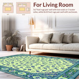 Ultra Soft Area Rug, Non Slip, Stain Resistant, Washable Area Rugs for Living Room, Bedroom, Charming Artistic Floral Swirl Composition(Ivory)